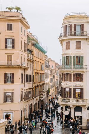 View from the church of Trinita dei Monti at Spanish Steps (Piazza di Spagna). Rome, Italy, 15.03.2015のeditorial素材