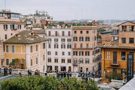 View from the church of Trinita dei Monti at Spanish Steps (Piazza di Spagna). Rome, Italy, 15.03.2015のeditorial素材
