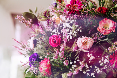 Colorful autumn flowers bouquet. Close up image.