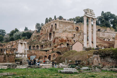 The ancient ruins of the Roman Forum and Palatine hill. Rome, Italy