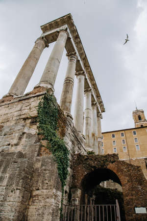 Ruins of Roman Forum and Temple of Saturn, Rome, Italy.の写真素材