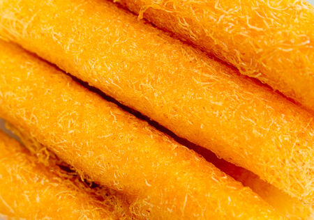 thai food sweet golden yellow background.の写真素材