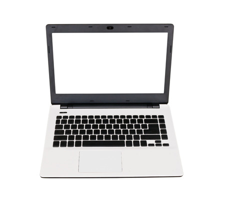 computer notebook on white background.の写真素材