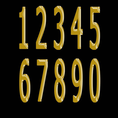 Number set in golden style on black background.