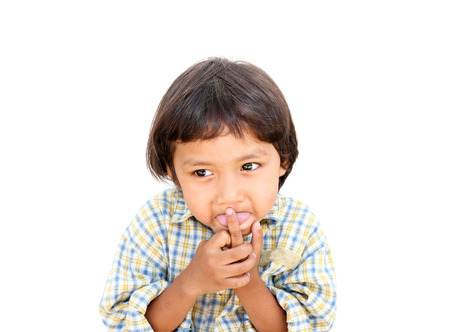 smile of a small asian boyの写真素材