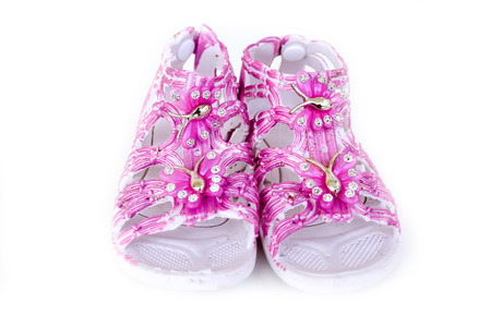 baby shoes on white backgroundの写真素材