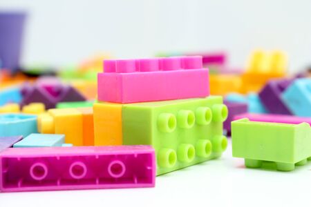 dirty of plastic building blocks.の写真素材