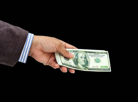 Women hand sent money the concept of business.with clipping path.