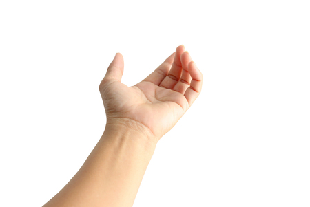 Woman hand on the isolated background,with clipping path.の写真素材