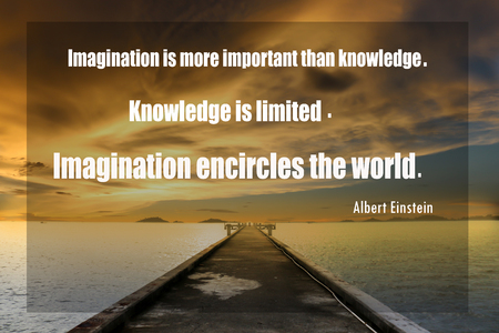 Inspirational quote  by Albert Einstein on sunset  blurred background