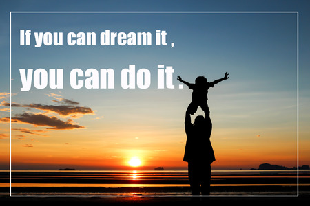 Inspirational quote  on sunset  blurred backgroundの写真素材