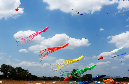 SATUN, THAILAND - March 5-2016: organizers Satun Province International Kite Kite Festival inspiring Stun 36th times between March 4 to March 6, 2016 at the RAF airfieldのeditorial素材
