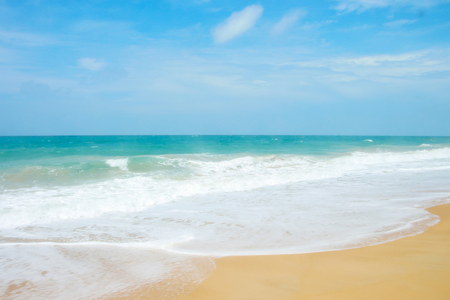 Beautiful sea Mai Khao Beach at Phuket Thailand.の写真素材
