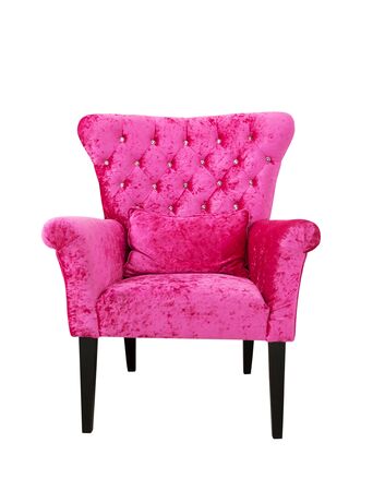 pink sofa isolated on white background with clipping path.の写真素材