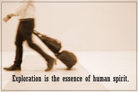 Inspirational quote on blur travel background with vintage filter.の写真素材