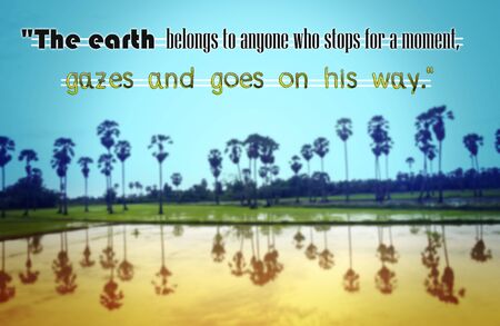 Inspirational quote on blur travel background with vintage filter.の写真素材