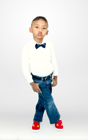 portrait of little asian boy with clipping path.の写真素材