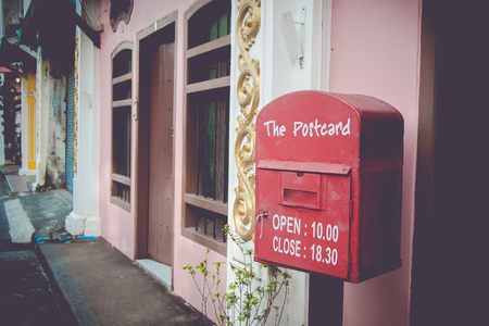 Old postbox at old city with vintage filter style.の写真素材