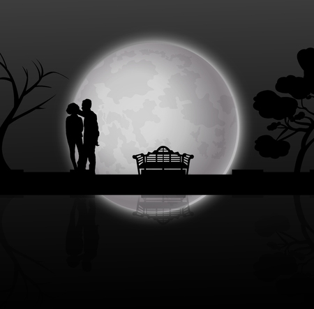 Love under the big moonlightのイラスト素材