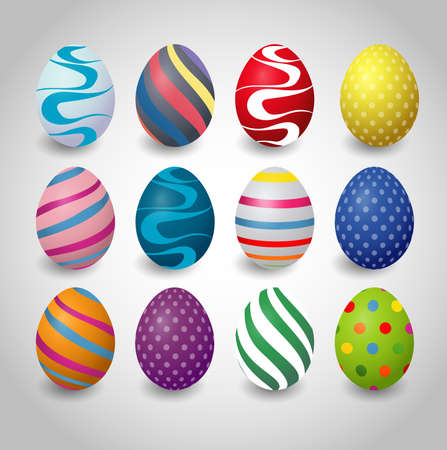 Set of colorful easter eggs on a white backgroundの写真素材