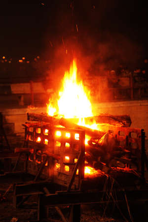 Fire in the village at night. Fire in the village at night.