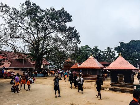 Pamba, Sabaimala, Kerala/India December 8th 2019: Pamaba Ganapathi temple on the way to Sabarimala with lot of a divoteesのeditorial素材