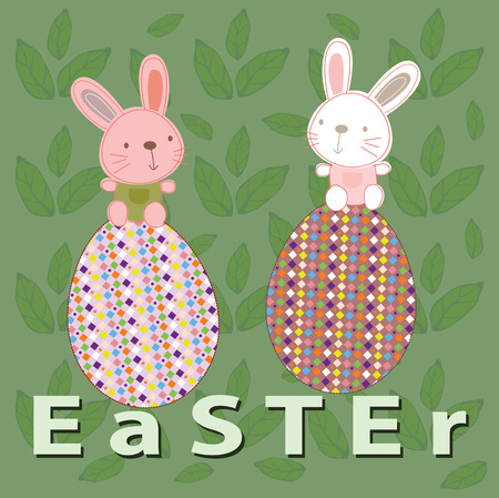 Easter with bunny and eggsのイラスト素材