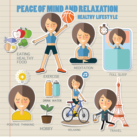 peace mine and relaxation.healthy lifestyleのイラスト素材