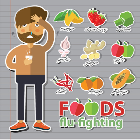 best food to fight cold and fluのイラスト素材
