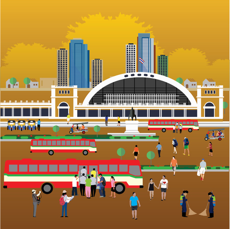 Bangkok train station ( Hua Lamphong Station )のイラスト素材