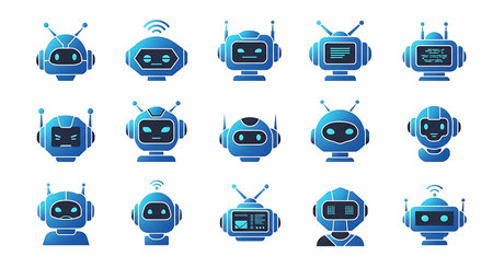 robot icon set over white background, flat style, vector illustration