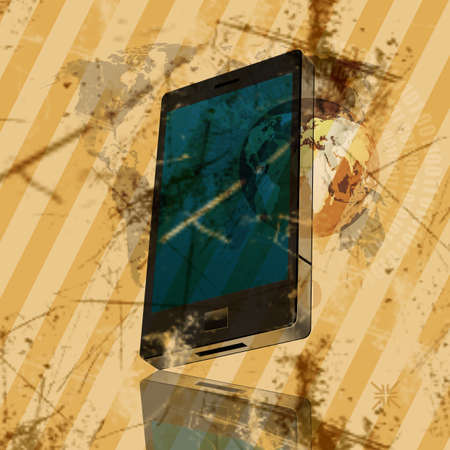 Mobile phone on grunge backgroundの写真素材