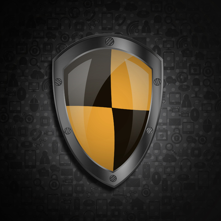 Protection icons on social  backgroundの写真素材
