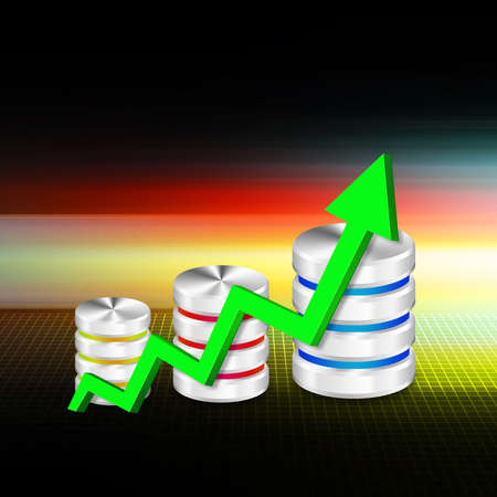 Graph  with hard disk and database  on  abstract  backgroundの写真素材