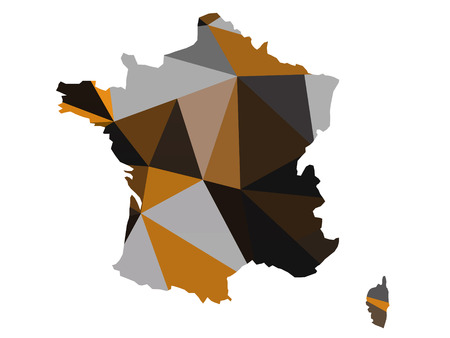 Map of France Multi-colored striped triangleの写真素材