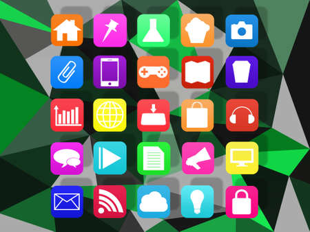 Icon triangle pattern green background.の写真素材