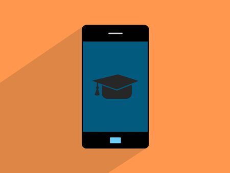 Graduation Hat  on smartphone,cell phone illustrationの写真素材