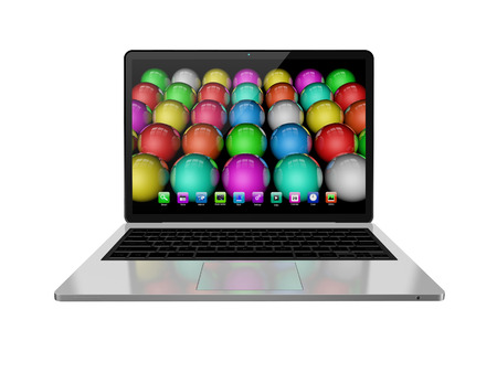 laptop with colorful screen on white background,laptop illustrationの写真素材