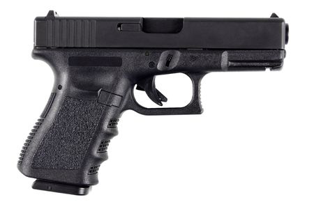 .40 caliber handgun. Isolated on white background.