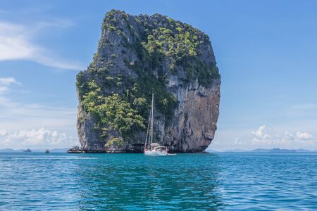 Boats and islands in the seaの写真素材