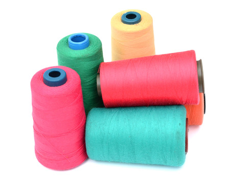 Colorful skeins of thread isolated ..