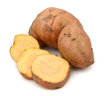 sweet potatoes on the white backgroundの写真素材