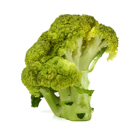 fresh broccoli isolated on whiteの写真素材