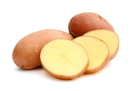 Potato Ratte heap isolated on white backgroundの写真素材