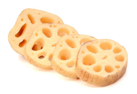 Lotus root on white backgroundの写真素材