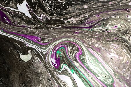 Marbled blue and green abstract background. Liquid marble pattern.