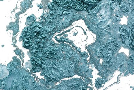 Creative ebru background with abstract painted waves. Beautiful liquid marbling texture. Contemporary art. Blue and green colors.の写真素材