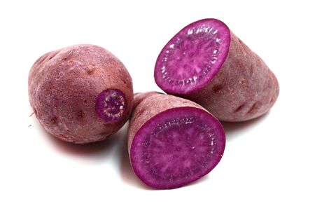 Purple sweet potato isolate on white backgroundの写真素材