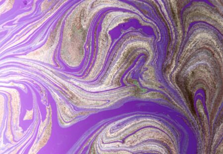 Blue, green and gold marbling background. Liquid patternの写真素材