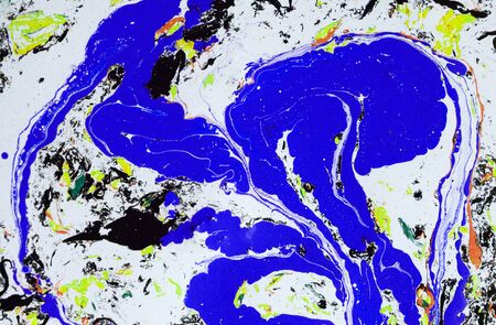 Marbled blue abstract background. Liquid marble pattern.